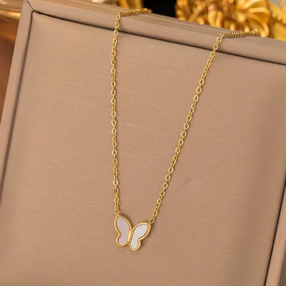 Minimalist 18K gold color plated stainless steel Gold Butterfly Necklace